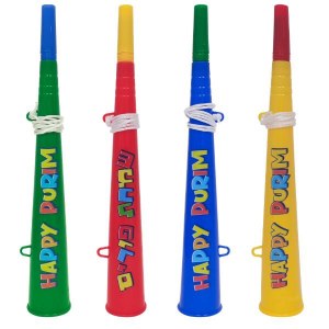 Picture of Purim Trumpet Large Size Assorted Colors Single Piece 14.25"